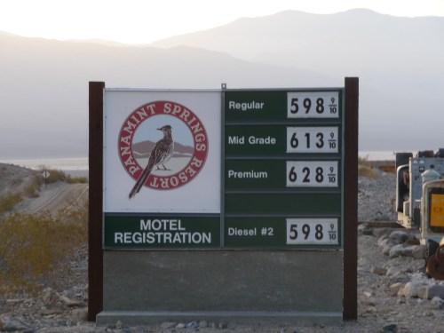 Panamint Springs Gas Prices Sign